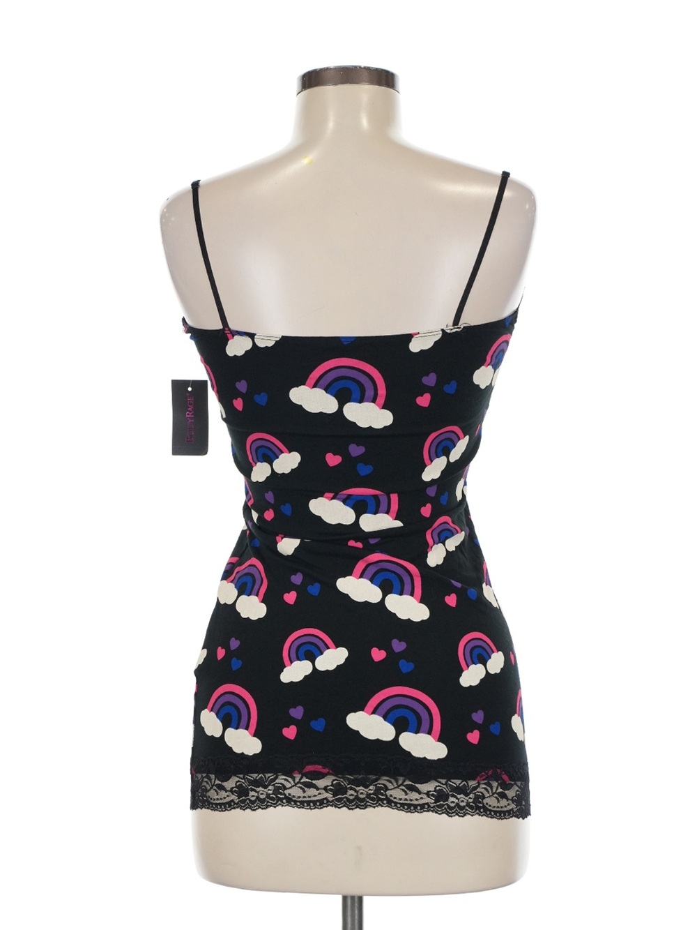 Black Rainbow Lace-Trim Cami Slip - Picture 6 of 16